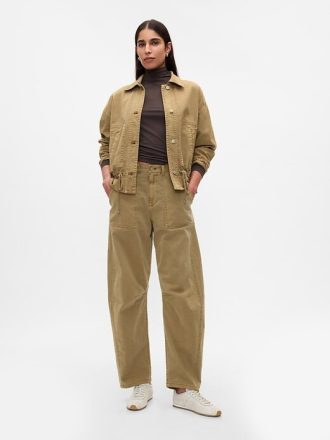 Mid Rise Twill Barrel Byxor