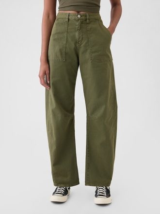 Mid Rise Twill Barrel Byxor