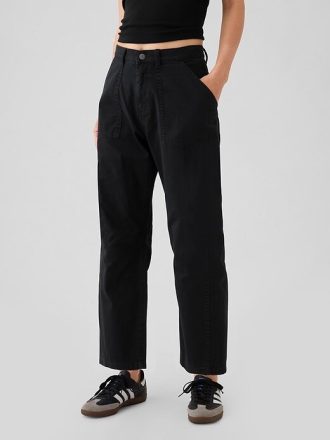 Mid Rise Twill Barrel Byxor