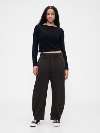 Mid Rise Twill Barrel Byxor