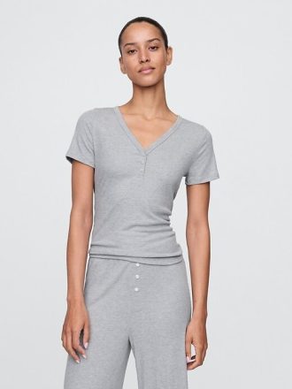 Mini Rib Henley PJ Topp