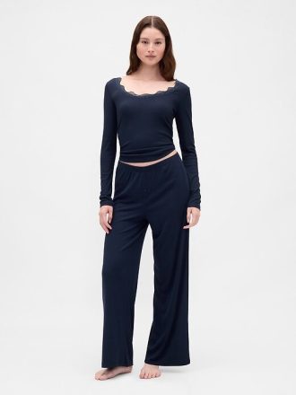 Mini Rib PJ-byxor med vida ben