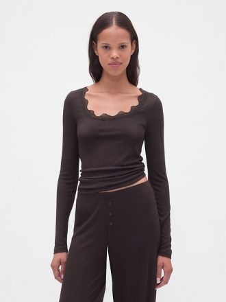 Mini Rib Spets-Trim PJ Top