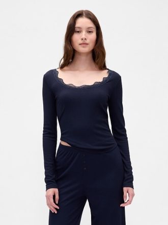 Mini Rib Spets-Trim PJ Top