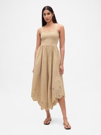 Mixed Media Näsduk Hem Midi Dress