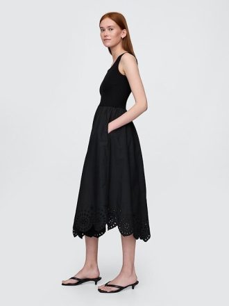 Mixed Media Näsduk Hem Midi Dress