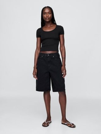 Modern Cap-Sleeve Crop T-shirt