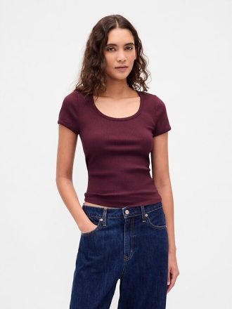 Modern Rib Scoop Crop T-shirt