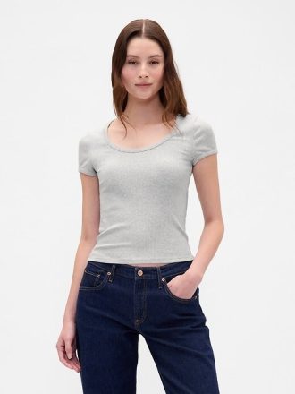 Modern Rib Scoop Crop T-shirt